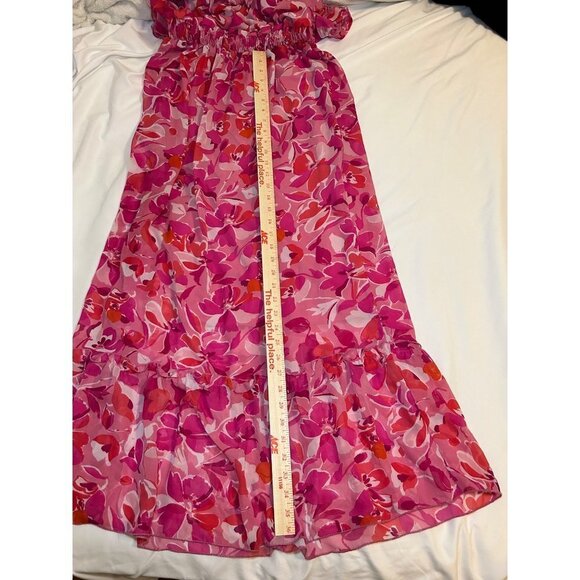 Kate and Lily Size 10 Flowy Pink Floral Tropical Maxi Dress Romantic Boho - Picture 11 of 13